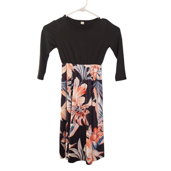 MOMMY AND ME Matching Long Sleeve Floral Maxi Dresses, Size Large & 4-5T - Picture 6 of 15